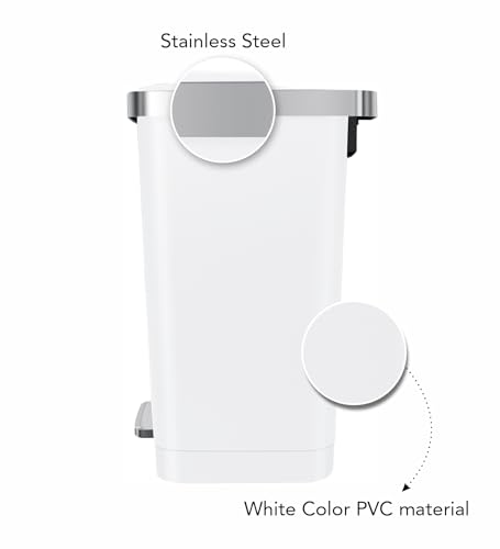 Image of Obsessions EKO 35L Plastic Step Bin with Pedal, Large Capacity Trash Can Ideal for Home, Kitchen and Office, White