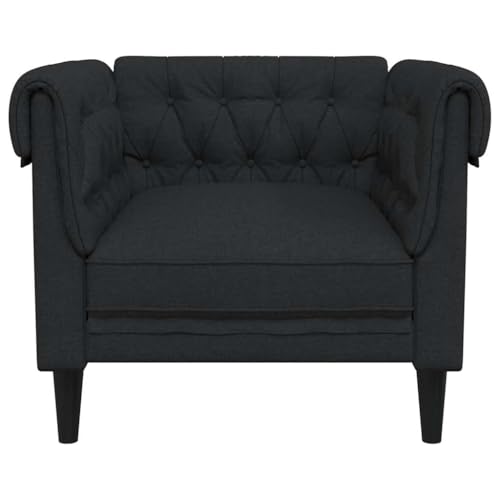 vidaXL Chesterfield Sessel, Polstersessel mit Armlehnen Rückenlehne Stützbeine, Loungesessel für Wohnzimmer, Clubsessel, Modern, Schwarz Stoff