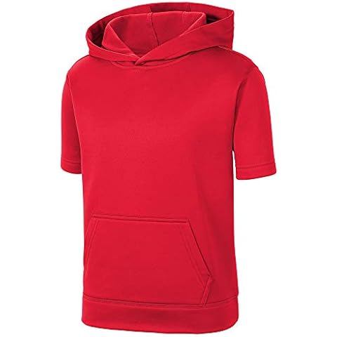 DRIEQUIP Youth Moisture Wicking Fleece Short Sleeve Hoodie-Youth-M-DeepRed Cover