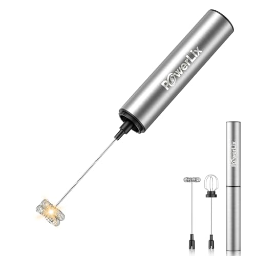 POWERLIX Pro 3-in-1 Handheld Milk Frother Electric - USB-C Rechargeable, 10,000 RPM Quick Whisk, Detachable Heads for Latte/Cappuccino/Egg Whites, Auto-Stop Safety, Portable Barista Tool