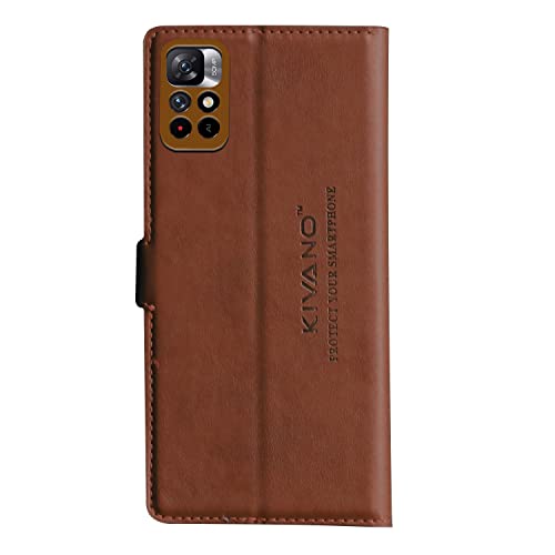 Image of KIVANO Compatible with Xiaomi Redmi Note 11T / Xiaomi Poco M4 Pro 5G Flip Cover | Leather Finish | Inside Pockets & Inbuilt Stand | Shockproof Wallet Style Magnetic Closure Back Cover Case