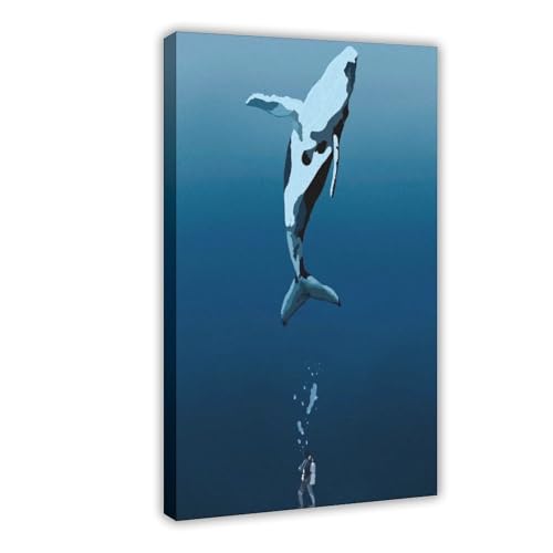 Baleine à bosse minimaliste poster toile pour salon et chambre