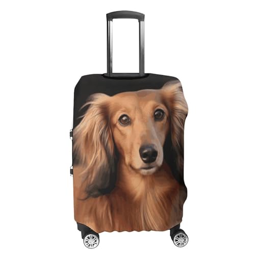 Long Haired Dachshund Printed Luggage Cover Protector, Fits 18-32 Inch Luggage4