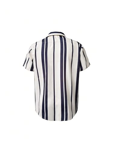 Men's Striped Bowling Shirts Button Down Short Sleeve Summer Vacation T-Shirt Resort Wear2