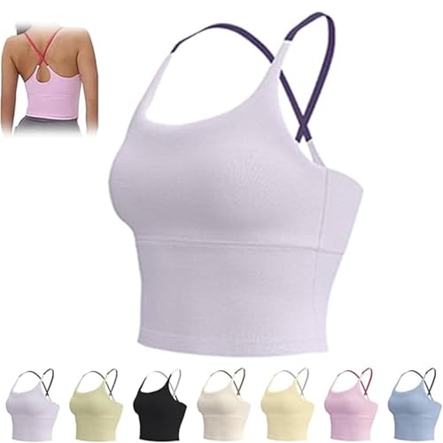 Soporte de garganta sin costuras suave de alta elasticidad para yoga, sujetador de fijación sin relleno, entrenamiento Tank Top Fitness Sport Camiseta sin tirantes para mujer sin sensación cómoda