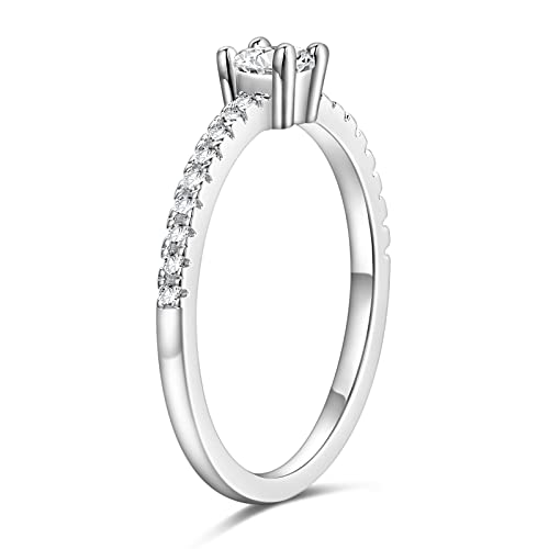 TIGRADE 1.5mm Women Eternity Ring Round Cubic Zirconia Anniversary Ring CZ Pave Promise Wedding Band Size 3-122