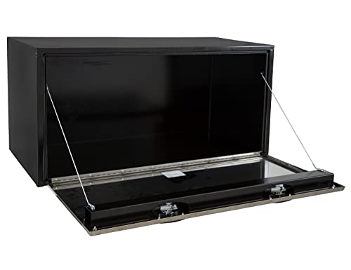 Image of Buyers Products 1704710 Black Steel Underbody Truck Box With Silver Polished Stainless Steel Door, 24 x 24 x 48 Inch, Made In The USA, Truck Tool Box Organizer With Storage, Job Box For Work Truck