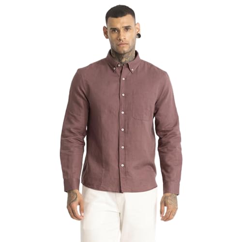 Image of SNITCH Fugle Mauve Plain Linen Shirts