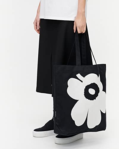 Bolso Tote Torna Unikko de Algodón Negro y Blanco miniatura 2