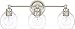 Capital Lighting 121131PN-426 Mid-Century Clear Glass Bath Vanity Wall Mount, 3-Light 300 Total Watts, 10"H x 24"W, Polished Nickel