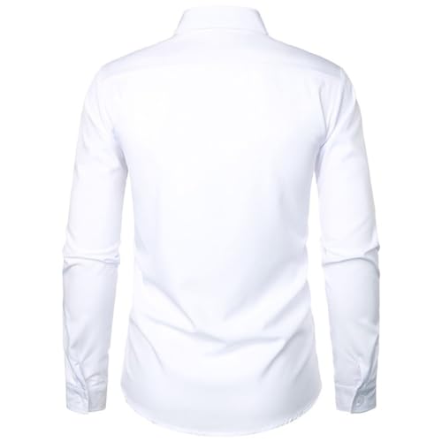 Kinkia Mens Tuxedo Shirts Slim Fit Long Sleeve Button Down Pleated Dress Shirt Tops for Prom Party Wedding(KK0026-White01-2XL)3