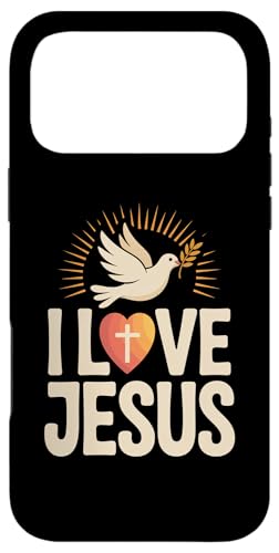 I Love Jesus Dove 平和なオリーブの枝 スマホケース iPhone 17 Pro Max 用