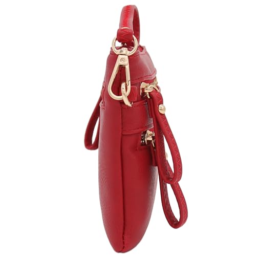 Image of FashionPuzzle Multi Zipper Pocket Small Wristlet Crossbody Bag