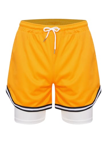 TiaoBug Kids Boys 2 in 1 Running Shorts Mesh Performance Basketball Shorts with Pockets Athletic Workout Shorts