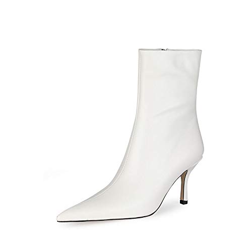 LEMUTISME Women's Trendy Snakeskin Booties Chic Pointed Toe Side Zip 3IN Stiletto High Heels Dress Fashion Ankle Boots For Office Party