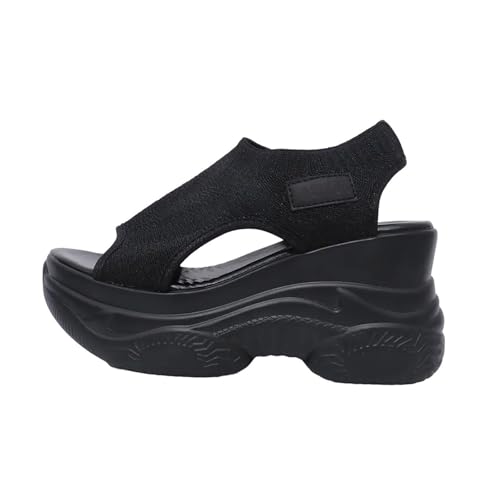 Women's Peep Toe Platform Sandals Summer Athletic Sport Walking Sneakers Casual Arch Support Comfy Orthotic Sandal Slip Ons