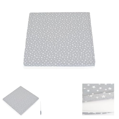 Moni Laufgittermatratze Comfort 88 x 88 x 5 cm, Babybettmatratze, Bezug waschbar grau sterne