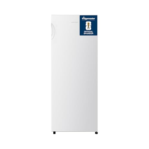 Fridgemaster MTZ55153E Freestanding Upright Freezer 165 Litres 143 cm Tall 4 Star Freezer Rating 55cm width E Rated in White