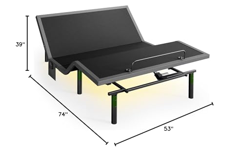Image of Marsail Full Adjustable Bed Base Frame, 4 Ports USB A&C Adjustable Bed Base with Under-Bed Nightlight, 3 Minutes Fast Assembly, Wireless Remote Control Adjustable Bed with 4 Height Options