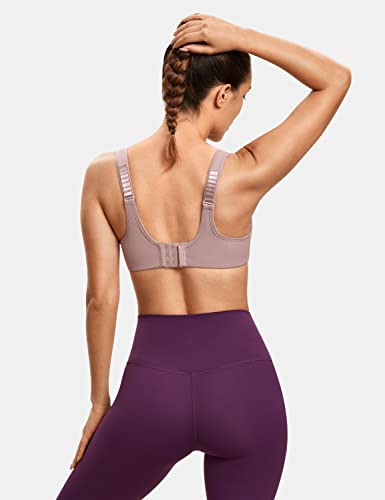 Image of SYROKAN Women's High Impact Underwire Sports Bra High Support Large Bust Padded Adjustable Straps Running Bra