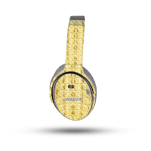 Image of MightySkins Carbon Fiber Skin Compatible with Bose QuietComfort 35 II Headphones - Golden Croc | Protective, Durable Textured Carbon Fiber Finish | Easy to Apply