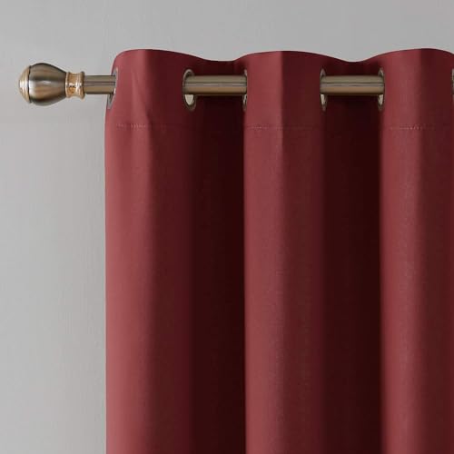 Image of 100% True Blackout Curtains 7 Feet, Set of 1 Panels | 300 GSM Heavy Room Darkening Polyester Cloth for Bedroom & Living Room | Thermal Insulated Heat & Noise Reducing (84x47 Inch, Maroon) | 100% Room Darkening Thermal Insulated Heat & Noise Reducing Curtains 7 feet long
