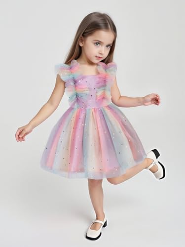 AGQT Girls Birthday Party Dress Polka Dots Sequin Star-Light Princess Tulle Wedding Pageant Evening Gown 3-10 Years4