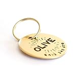 Engraved Dog Tag Brass Dog ID Tag Personalized Dog Tags Engraved For Pets, Cute Cat & Dog Name Tags Custom Pattern Engraved Round