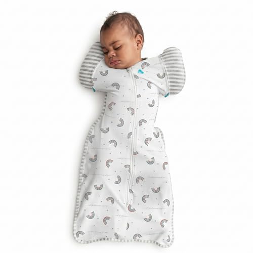 Image of Love to Dream Swaddle Up Transition Swaddle, Patented Zip-Off Wings, Cotton, 1.0 TOG, Large (19-24 lbs), Helps Baby Transition to Arms-Free Sleep, Rainbow Dream
