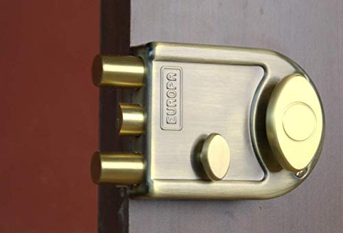 Image of Europa 8013AB Main Door Lock with Three Bolts; Common Reversible Latch Bolt for Inside /Outside Opening Doors. (AB) Antique Brass
