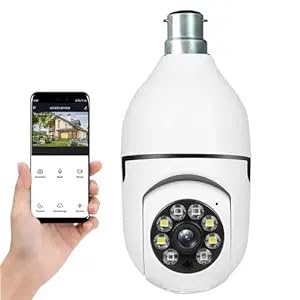 Image of Light Bulb Wireless IP WiFi 360 Camera | 1080p WiFi Panoramic Mini Lamp IR CCTV | Home Security Light Bulb Wireless Camera for Use in Home, Office & Shops