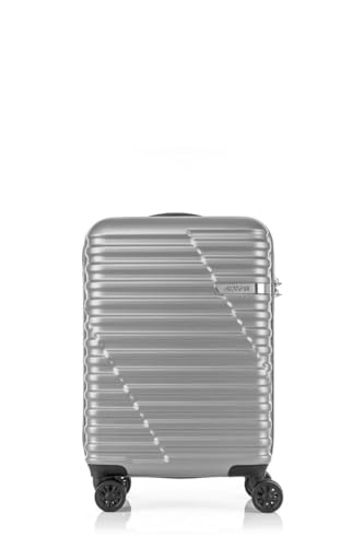 Image of American Tourister (Set of 3 Pc Small Medium and Large Polycarbonate Hardsided Cabin Checkin Strolly /Suitcase 8 Spinner Wheels Luggage (L.Silver)