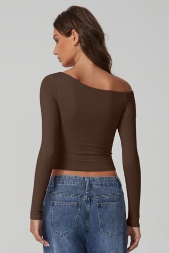 QINSEN Women Long Sleeve Off Shoulder Tops Trendy Double Lined Going Out Shirt for Fall4