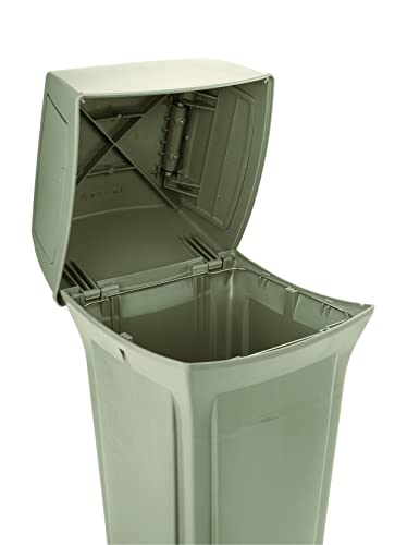 Image of Rubbermaid Commercial Products Ranger Outdoor Trash Can with Lid and Doors, 45-Gallon, Black Plastic, Outdoor Garbage Can /Wastebasket for Parks /Shopping Malls /Festivals /Stadiums