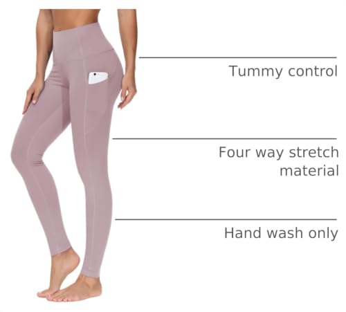 Image of THE GYM PEOPLE Thick High Waist Yoga Pants with Pockets, Tummy Control Workout Running Yoga Leggings for Women