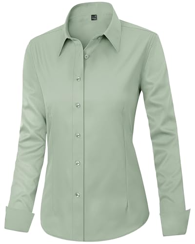Image of J.VER Womens Dress Shirts Long Sleeve Button Down Shirt Wrinkle-Free Business Casual Blouse Office Work Tops