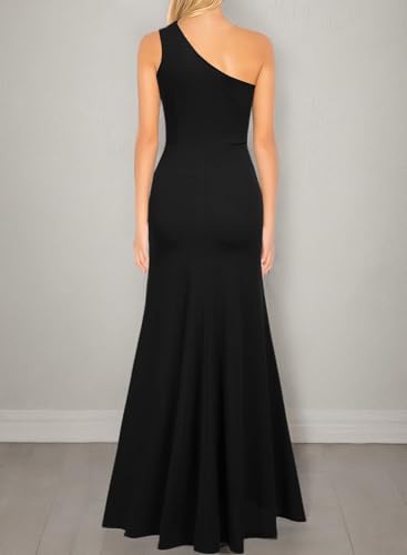 WOOSEA Women's One Shoulder Sleeveless Split Bodycon Mermaid Evening Cocktail Long Dress3