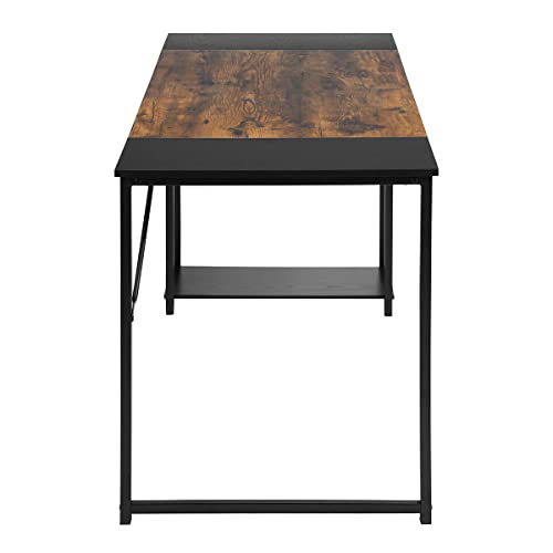 FurnitureR - Escritorio para habitación Infantil, 120 x 60 cm, Bandeja Bicolor, Retro, marrón y Negro, 2 estantes Laterales, Ajuste de Altura, Estructura de Metal, Grandes Espacios de Almacenamiento - imagen 5
