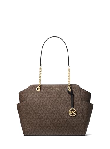 Michael Kors Jacquelyn Medium Chain Tote, Gold-Tone Hardware/Brown/Black
