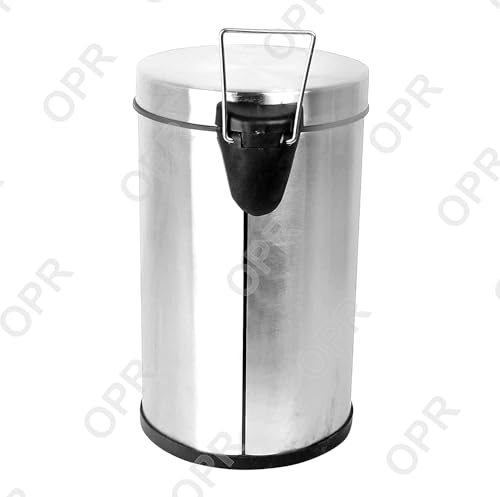 Image of OPR Stainless Steel Plain Pedal Bin With Plastic Bucket And Lid - Pack of 4 (7 Litre (8x12 Inch))