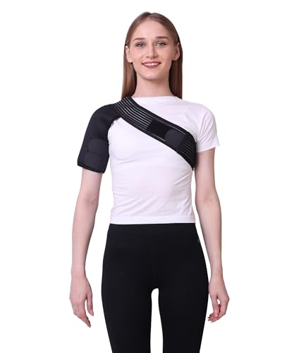 Image of ZEDAN Neoprene Shoulder Support Strap | Double Lock Adjustable Stretch Strap | Brace Support for Injury Prevention Immobilizer, Dislocated AC Joint | For Men & Women | Universal Fit (Right Side)