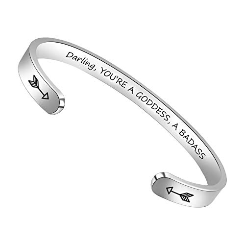 Btysun Bracelets for Women Mothers Day Bracelet Gifts from Daughter Inspirational Gifts for Women Graduation Gifts for Her Motivational Birthday Cuff Bangle Friendship Personalized Mantra Jewelry…