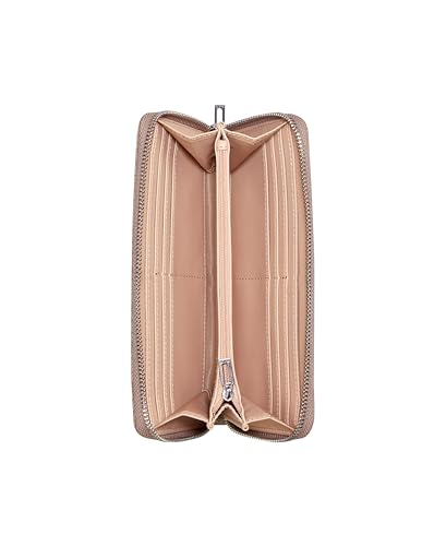 Image of Guess Taupe Printed Zipper Abbas Large Zip Around Wallet