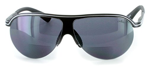 "Bahamaz Mens Womens Bifocal Aluminum Aviator Sunglass Tinted Readers 100% UV (Solid Black w/Smoke +2.50)2