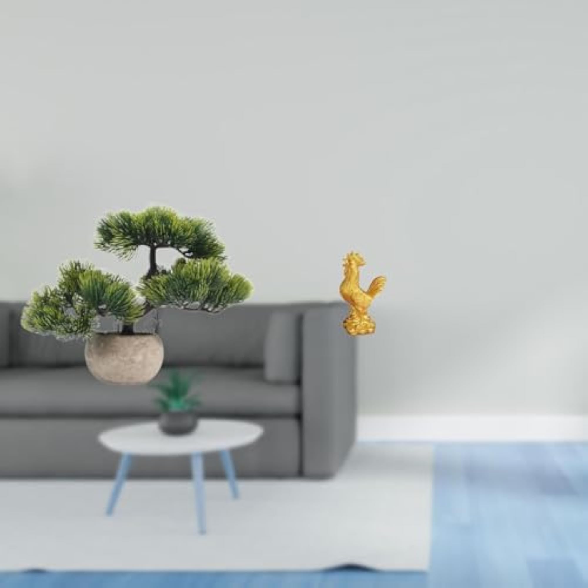 Artificial Bonsai Tree Greenery Collection with Chicken Figurine