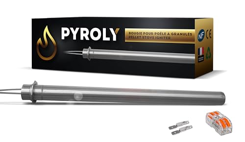 PYROLY Candeletta di accensione per stufa a pellet compatibile PALAZZETTI/MCZ/SUPRA/JOTUL (170/160mm - Ø12,5mm - 350 W - flangia) Qualità superiore con connettori