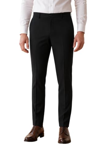 Image of SaintX Men's Premium 4-Way Comfort Stretch Formal Trousers | Smart Sweat Wicking Wrinkle Free Fabric | Smarter Techno Flex Expandable Waistband | Stylish Slim Fit | Daily Office Wear