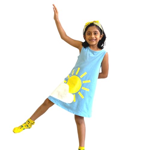 Image of YouGotPlanB 100% Cotton Printed Above Knee Length Dress for Girls