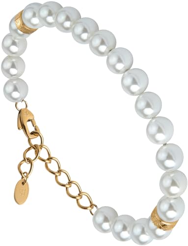 Forge & Foundry Men's 8mm Shell Pearl (Man-Made) Bracelet [Small, Medium, Large and Adjustable Sizing Options] | Marlow | Refined Hand-Crafted Jewelry, Designed by Jewelers, Forged for Men [Marlow]