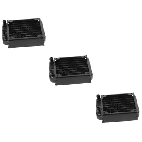 Angoily 3 Stück Computer-Wasserkühlungskühler Block steht Konditionierung System Pumpe Planke LED Wärmetauscher Bausatz Wasserkühlung kleiner Kühler Computerkühler Aluminiumlegierung Black